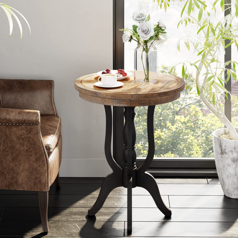 Black rustic end table discount